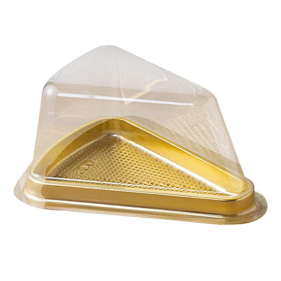Triangle Cake Slice Boxes with Clear Lid, Pack of 100 - Gold, 8 x 15 x 7 cm