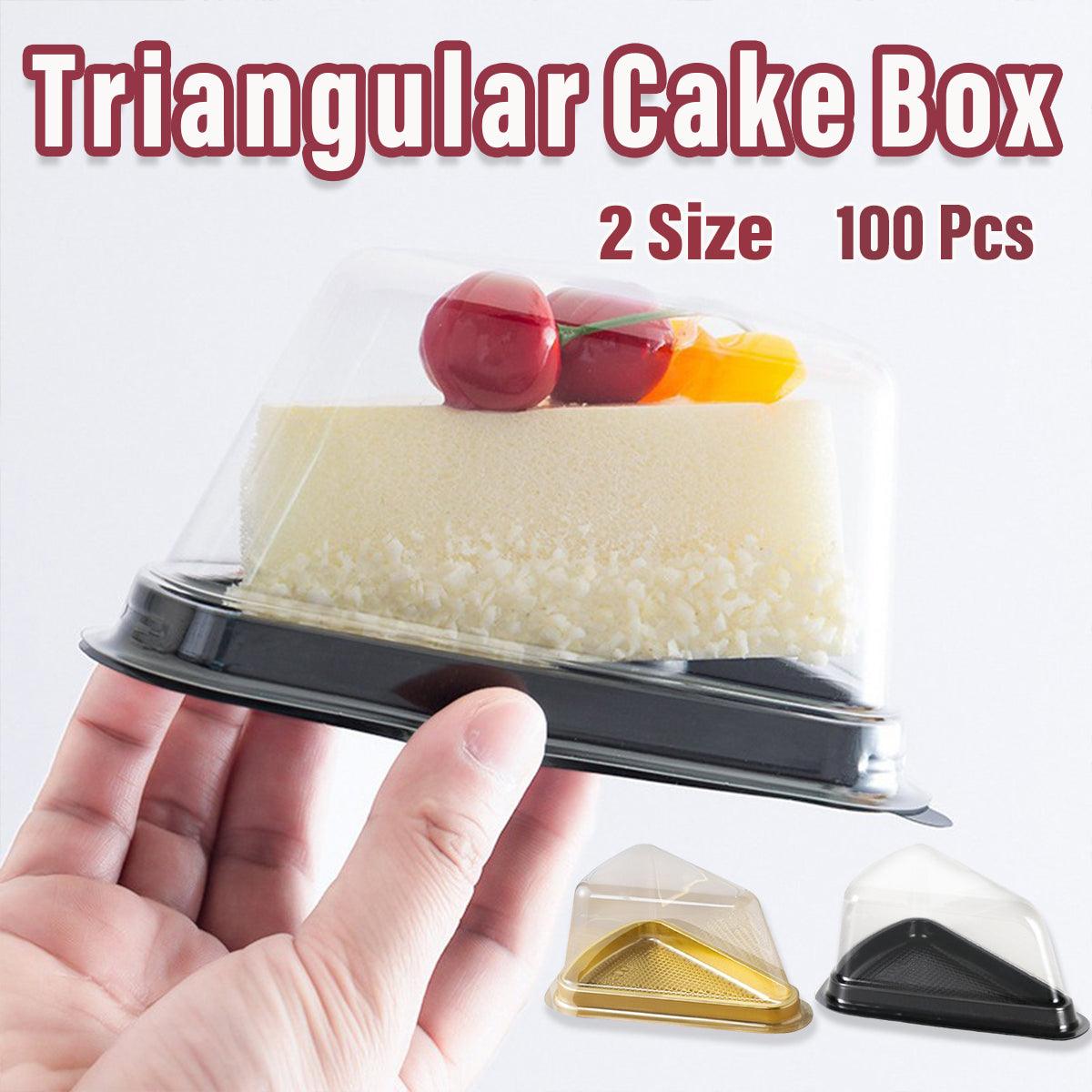 Triangle Cake Slice Boxes with Clear Lid, Pack of 100 - Gold, 8 x 15 x 7 cm - view 2