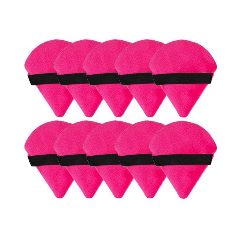 Triangle Cosmetic Powder Puffs, Pack of 10 - Magenta
