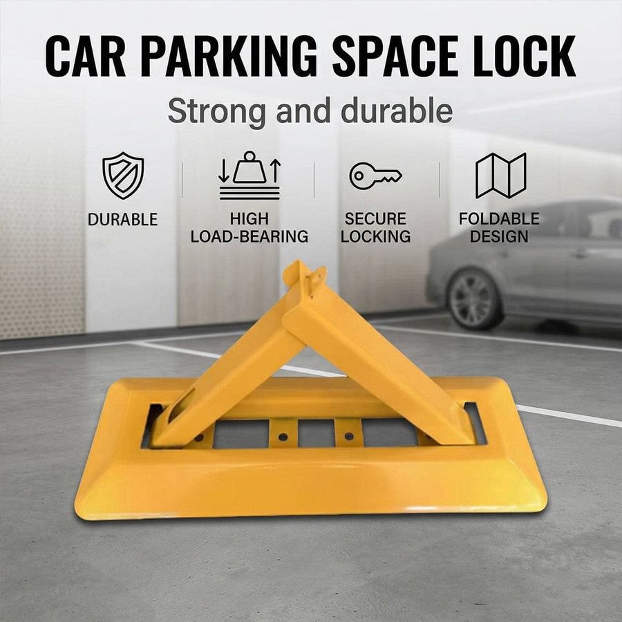 Triangle Foldable Residential Parking Space Lock in Steel, Yellow