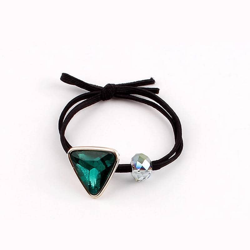 Triangle Gem Elastic Hair Tie for Women - Green