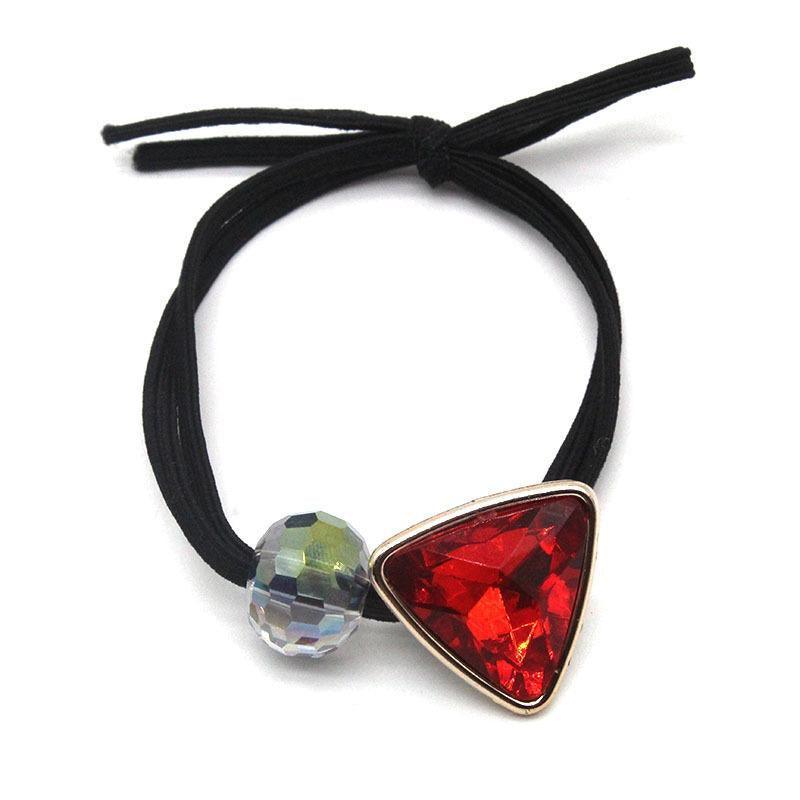 Triangle Gem Elastic Hair Tie for Women - Red