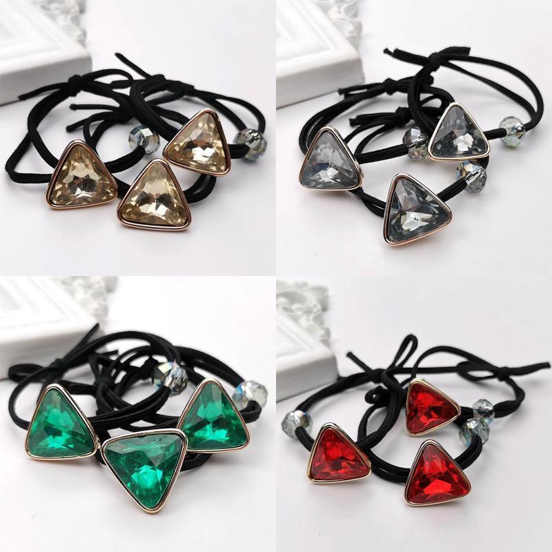Triangle Gem Elastic Hair Tie for Women - Red - view 4