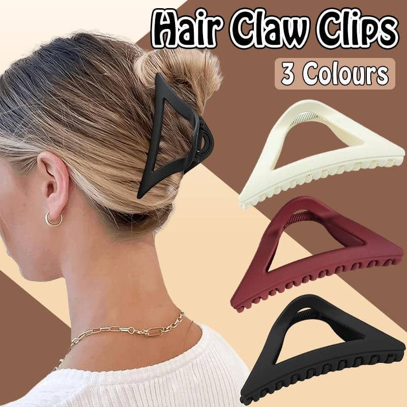 Triangle Hair Claw Clip for Ponytails and Buns - Black - view 2
