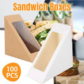 Triangle Sandwich Wedge Box with Clear Window, Paper Food Container - White, Pack of 100 - view 2
