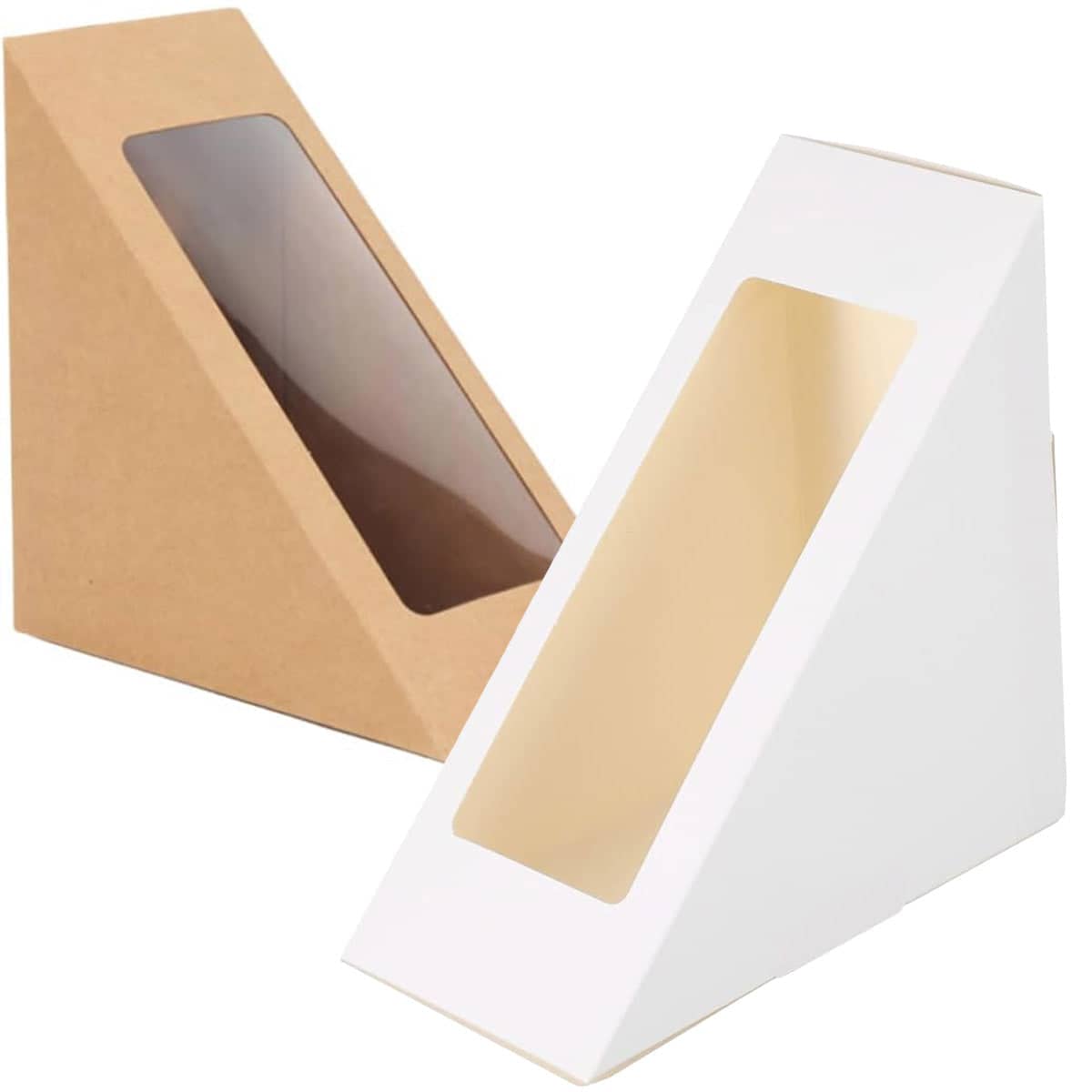 Triangle Sandwich Wedge Box with Clear Window, Paper Food Container - White, Pack of 100 - view 3