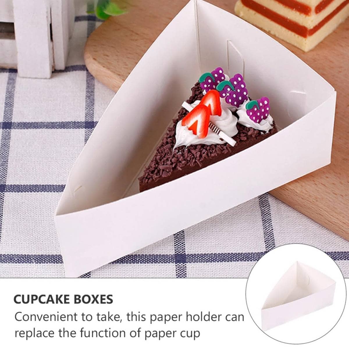 Triangular Cardboard Cake Slice Box, Pack of 50 Dessert Takeaway Pastry Container - view 5