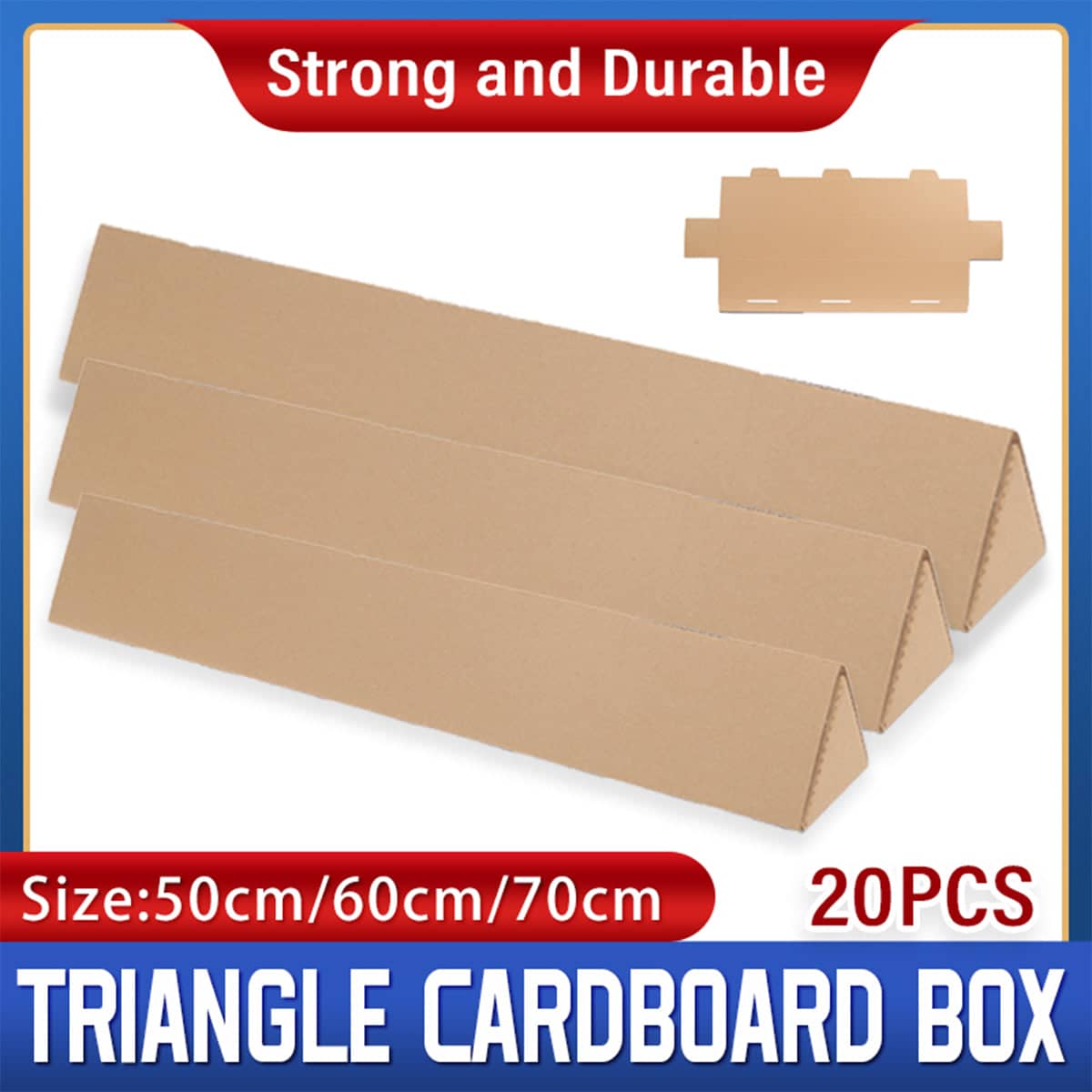 Triangular Corrugated Carton Mailing Boxes, Pack of 20 - 70 x 10 x 10cm - view 2