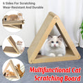 Triangular Foldable Cat Scratching Board, Corrugated Cardboard Scratcher with Wood Grain Edge