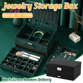 Triple Layer Jewellery Storage Box with Lock and Flannel Exterior