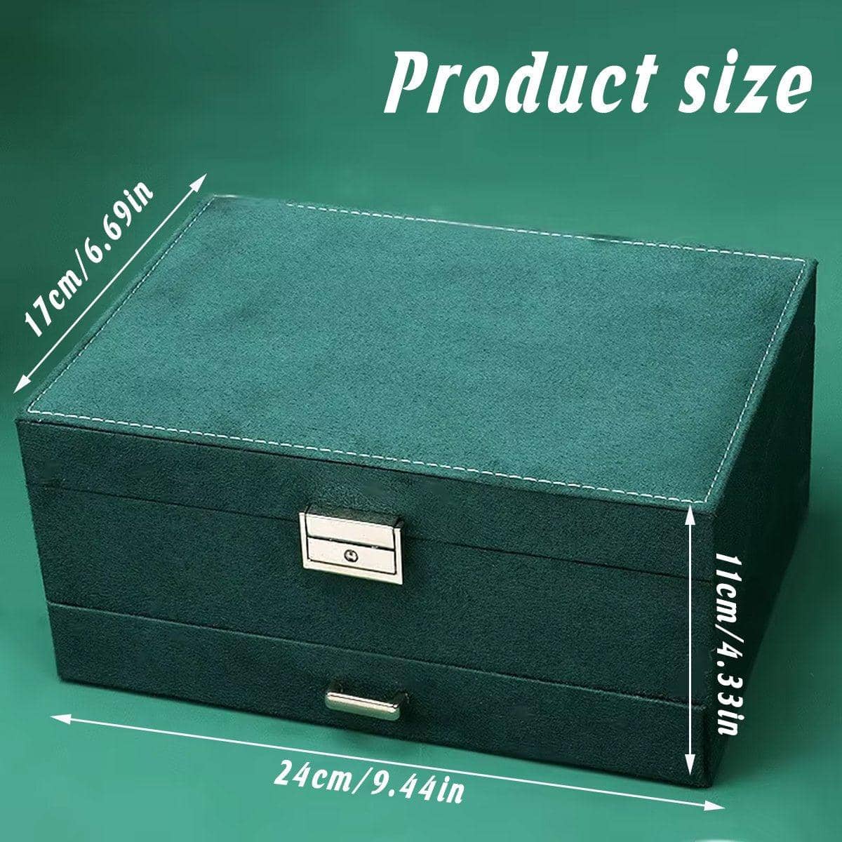 Triple Layer Jewellery Storage Box with Lock and Flannel Exterior - view 3