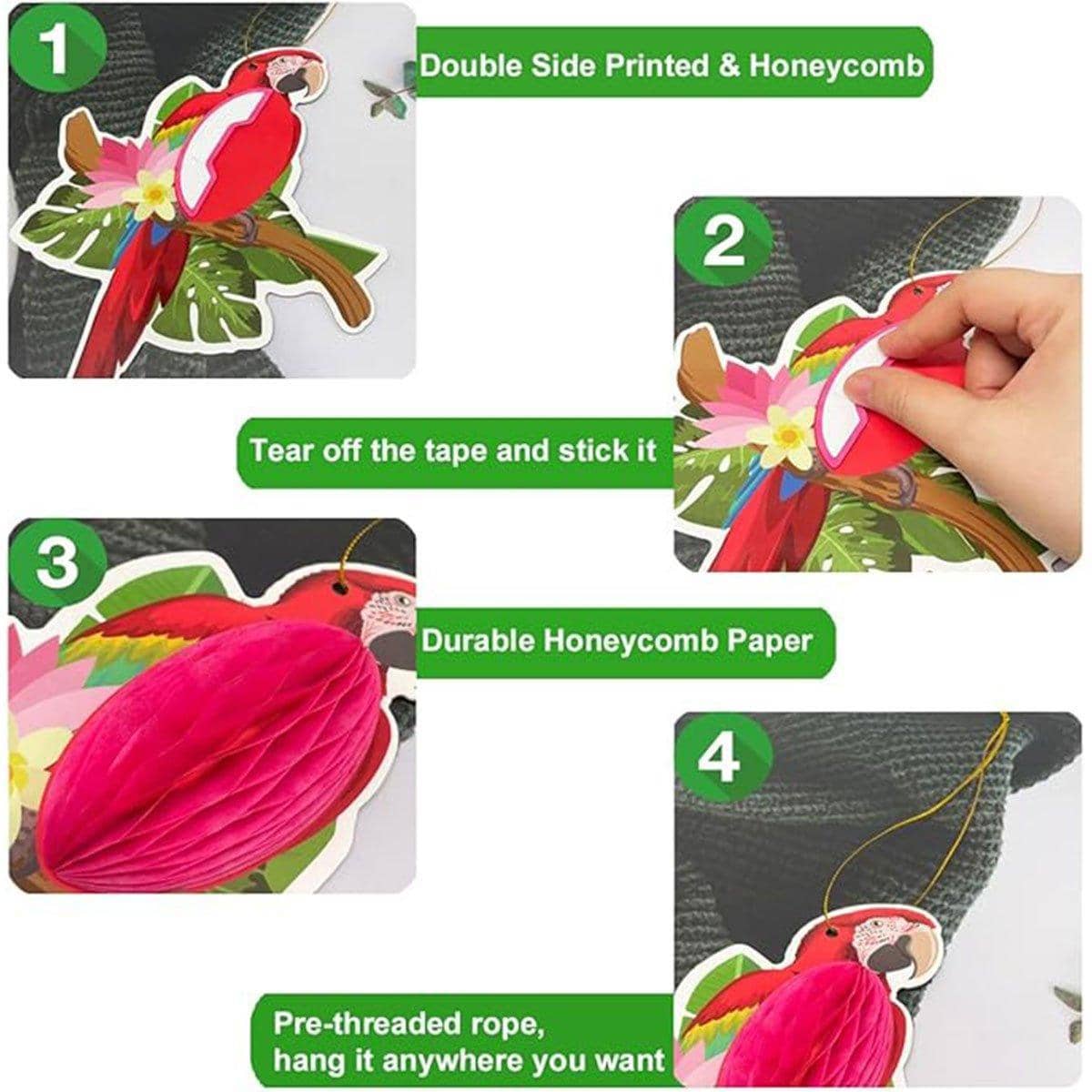 Tropical Parrot Hanging Party Decorations - Pack of 9 - view 5