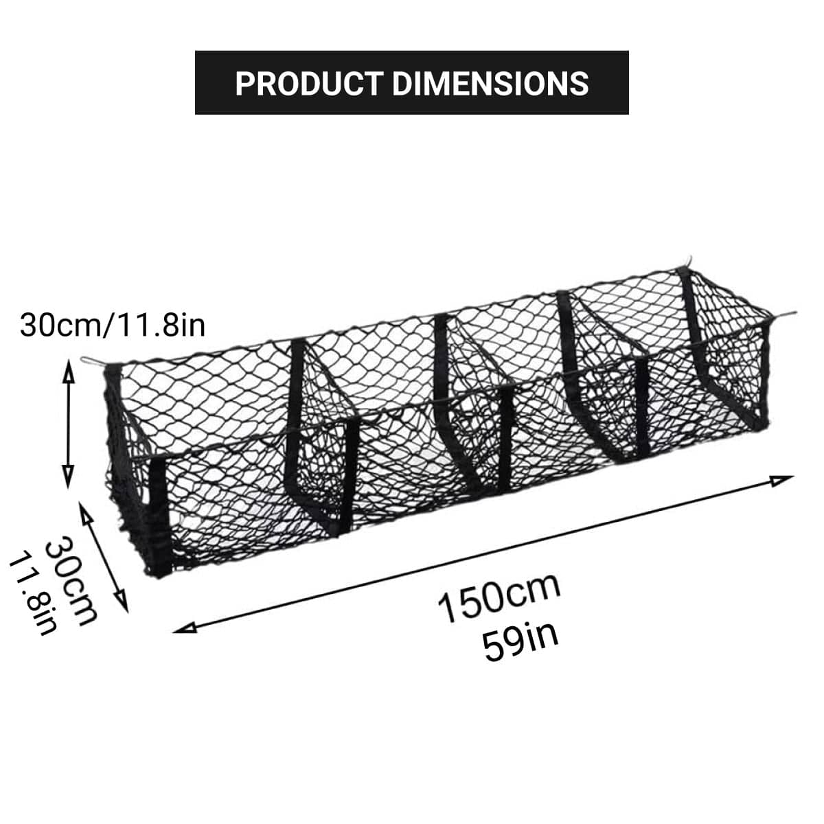 Trunk Cargo Net Organiser for SUV and Pickup, 4 Compartment, 150 cm - view 3