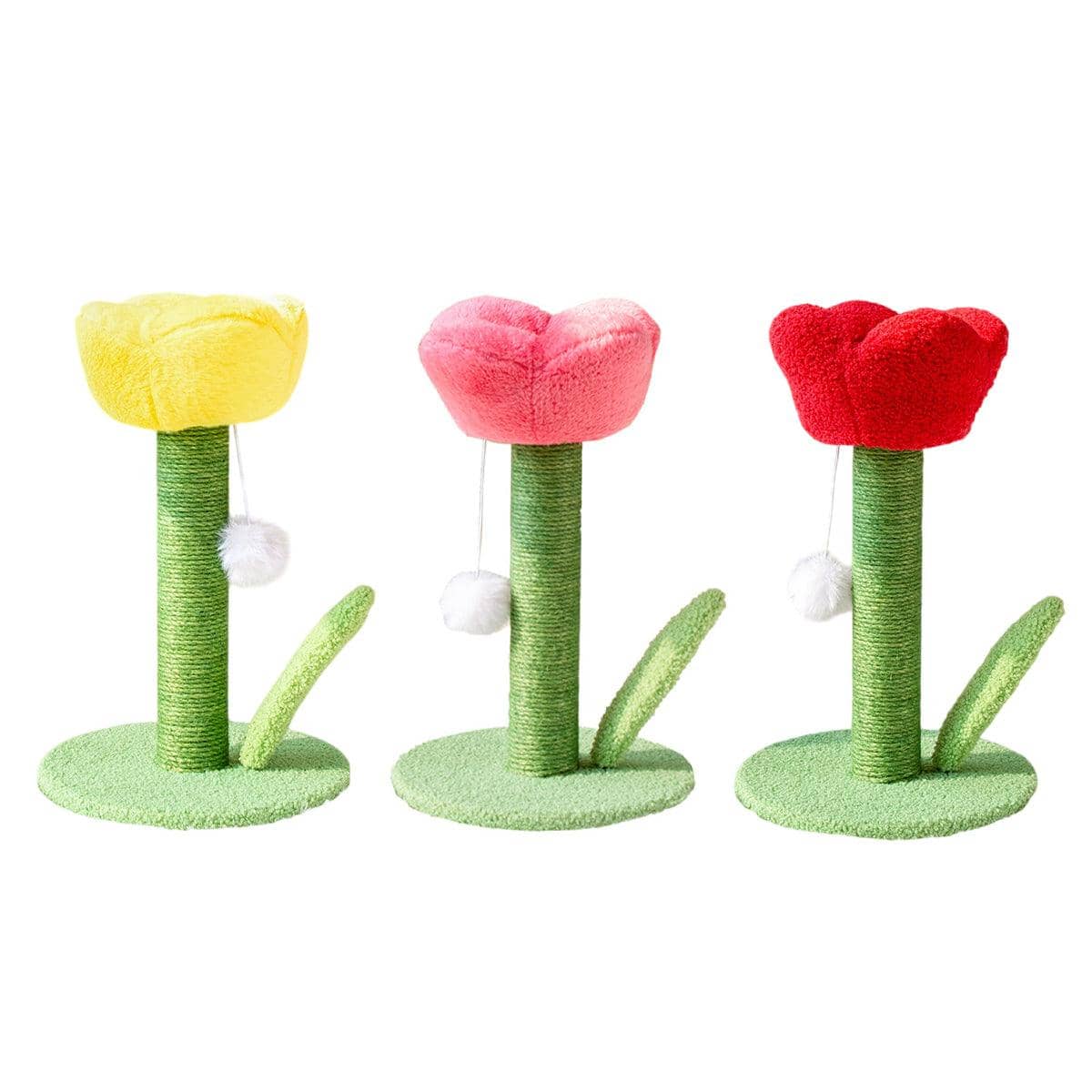 Tulip Cat Scratching Post with Sisal Wrap and Plush Top - Yellow - view 3