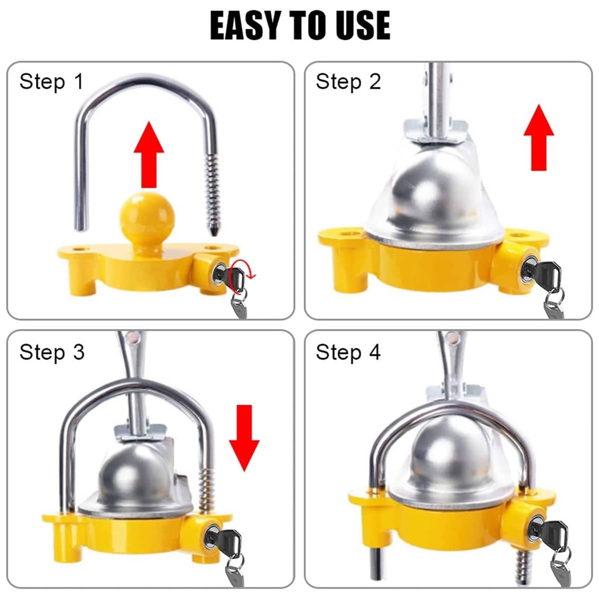 Turnbuckle Trailer Hitch Lock Anti Theft Adjustable U Ball Cover - Black - view 5