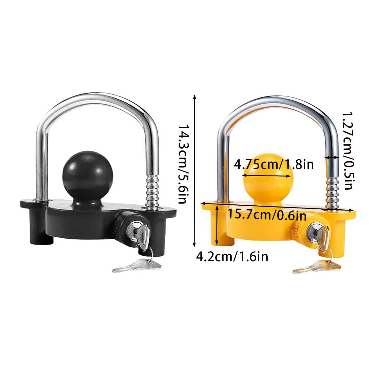 Turnbuckle Trailer Hitch Lock Anti Theft Adjustable U Ball Cover - Yellow - view 4