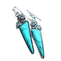 Turquoise Flower Drop Earrings with Moonstone, Style 1241 - Women's Hook Earrings