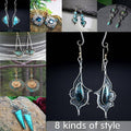 Turquoise Flower Drop Earrings with Moonstone, Style 1248 - Women's Hook Earrings - view 2