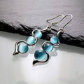 Turquoise Flower Drop Earrings with Moonstone, Style 1248 - Women's Hook Earrings - view 4
