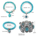 Turquoise Stone Cuff Bracelet - Wide Silver-Tone Band, Oval Stones - view 4