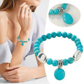 Turquoise Stone Cuff Bracelet - Wide Silver-Tone Band, Oval Stones - view 5