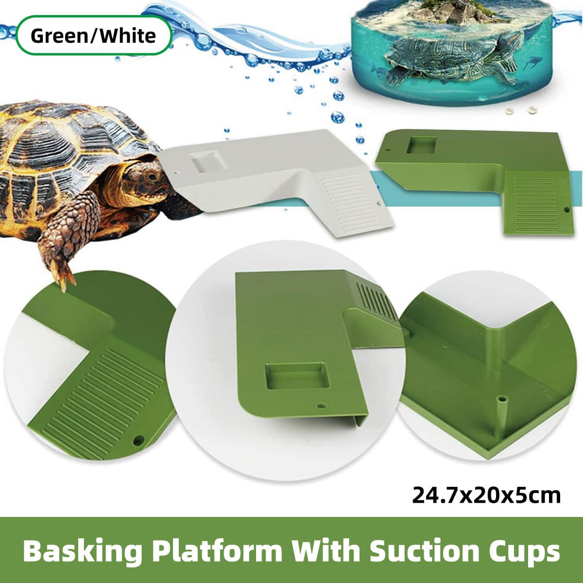 Turtle Basking Ramp Climbing Platform for Aquariums and Breeding Boxes - Olive Green - view 2