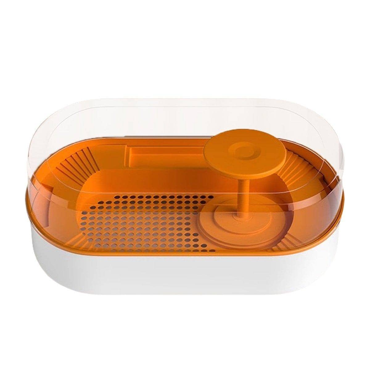Turtle Feeding Tank with Bottom Drainage and Clear Cover - Orange