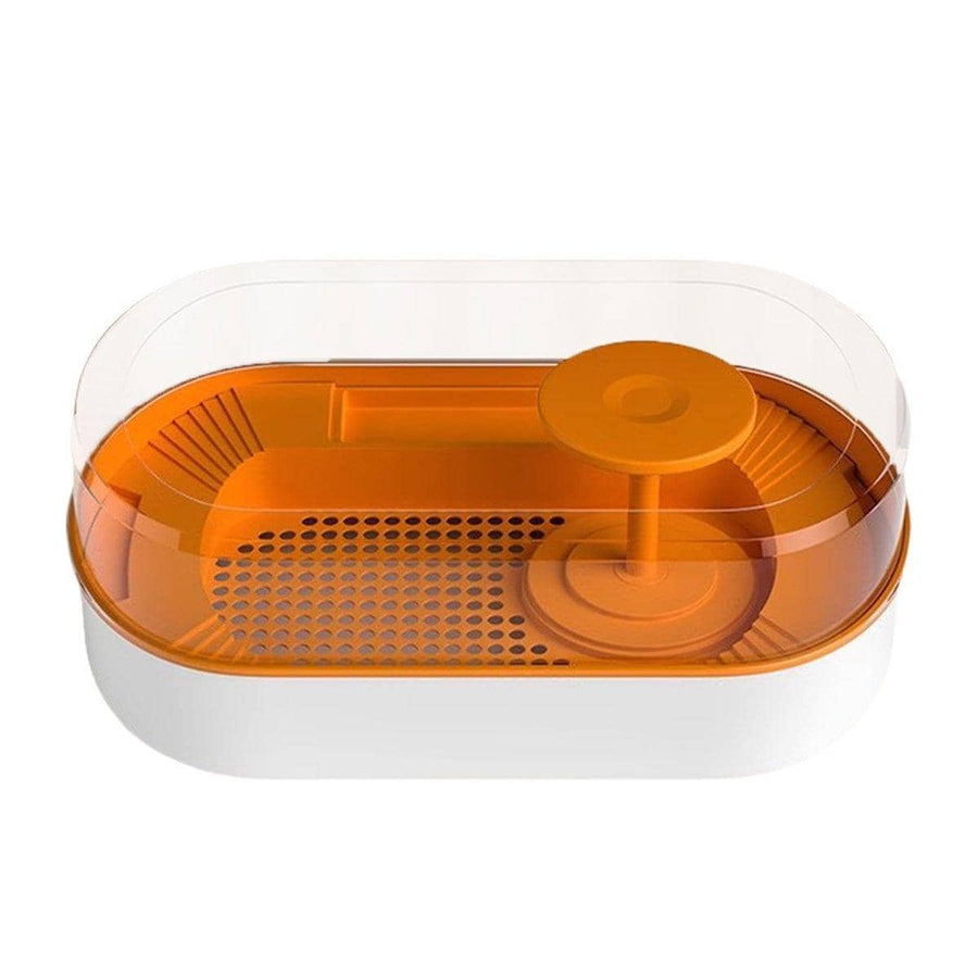 Turtle Feeding Tank with Bottom Drainage and Clear Cover - Orange