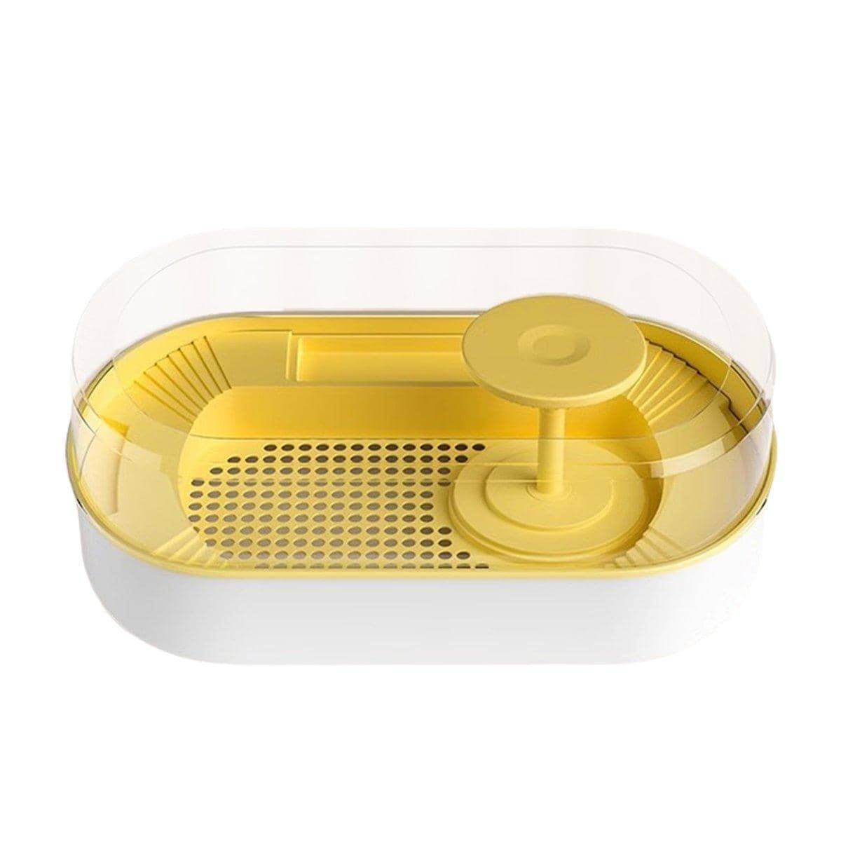 Turtle Feeding Tank with Bottom Drainage and Clear Cover - Yellow
