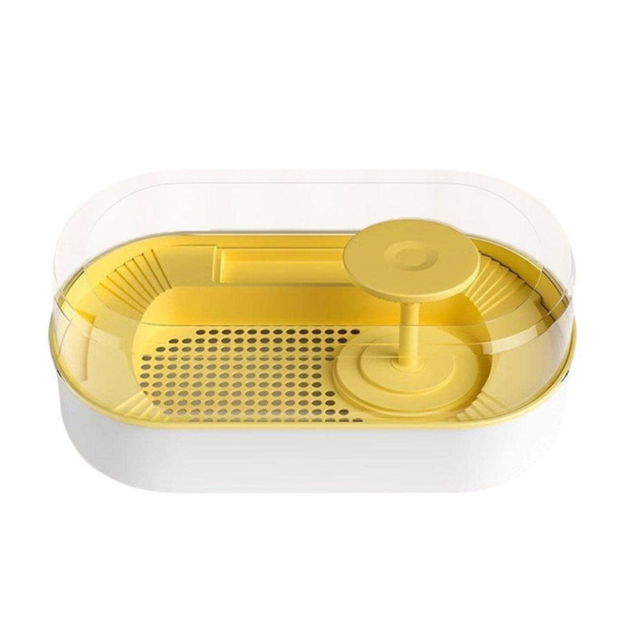 Turtle Feeding Tank with Bottom Drainage and Clear Cover - Yellow