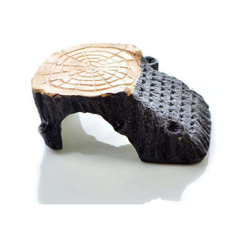 Turtle Sunbed Fish Tank Ornament - Black Tree Stump Hideaway