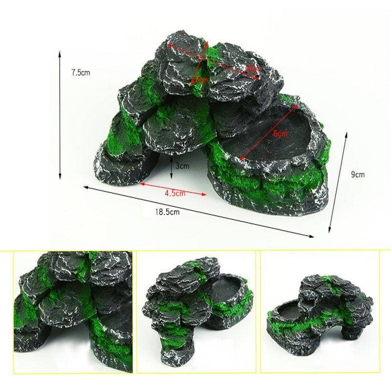 Turtle Sunbed Fish Tank Ornament - Black Tree Stump Hideaway - view 4