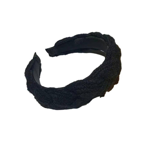 Twist Braid Wide Headband for Women - Black