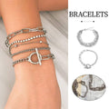 Twist Chain Bracelet Set, 2-Piece Silver Mix and Match