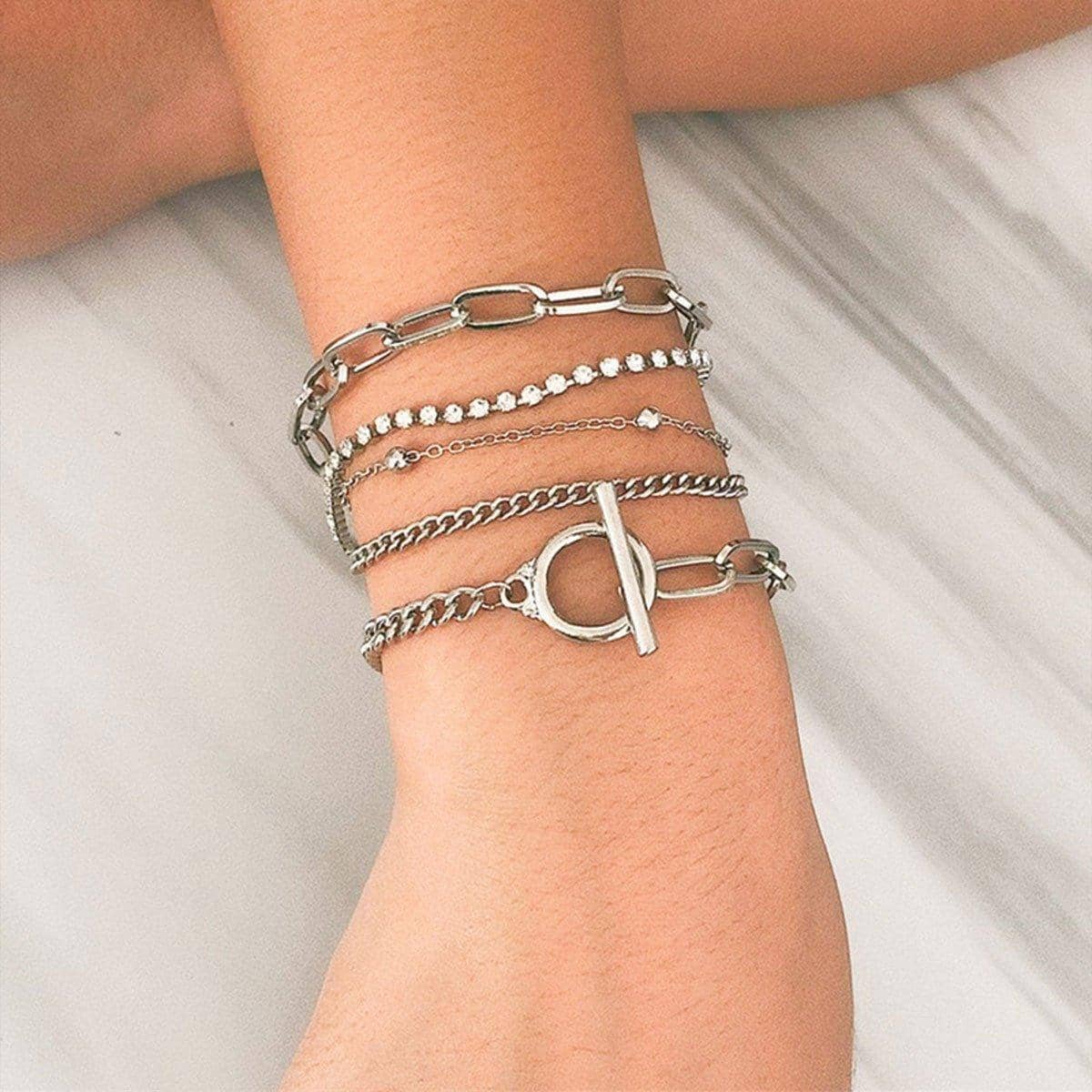 Twist Chain Bracelet Set, 2-Piece Silver Mix and Match - view 4