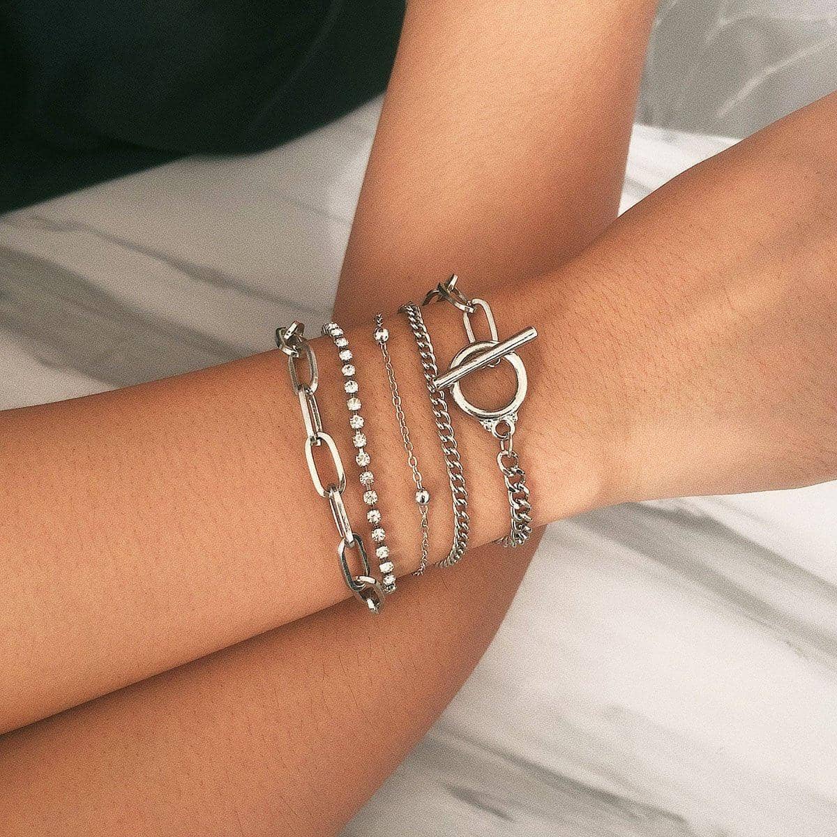 Twist Chain Bracelet Set, 2-Piece Silver Mix and Match - view 5