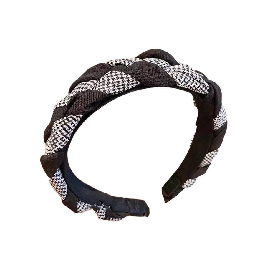 Twist Knot Headband for Women - Black Houndstooth