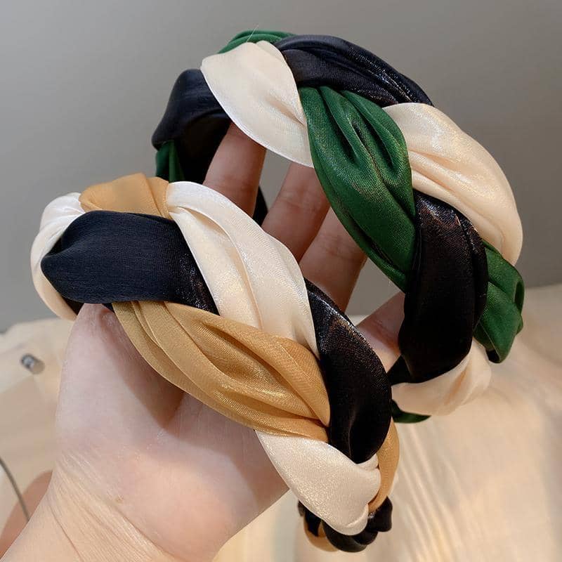 Twist Knot Headband for Women - Green, Black and Cream - view 5