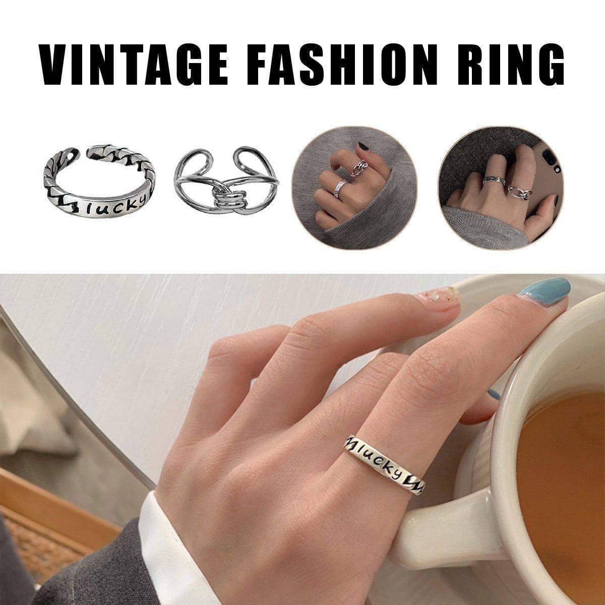 Twisted Chain Adjustable Open Ring for Women - Lucky Twist - view 2