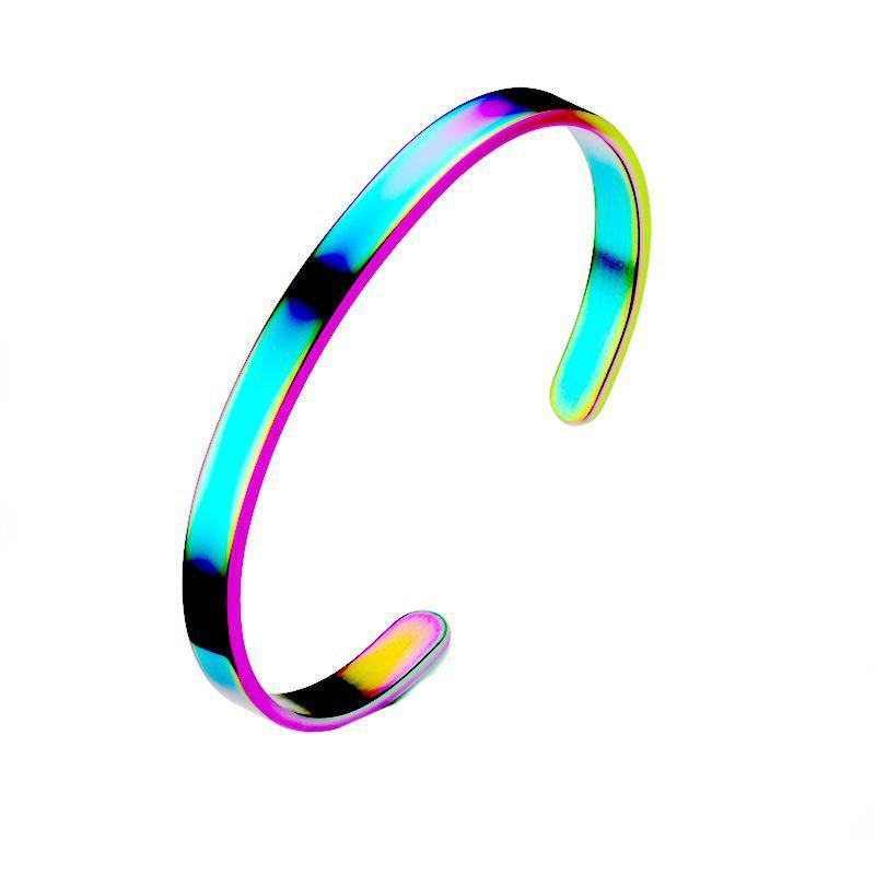 Twisted Cuff Bracelet in Stainless Steel, 6 mm Wide - Multicolour