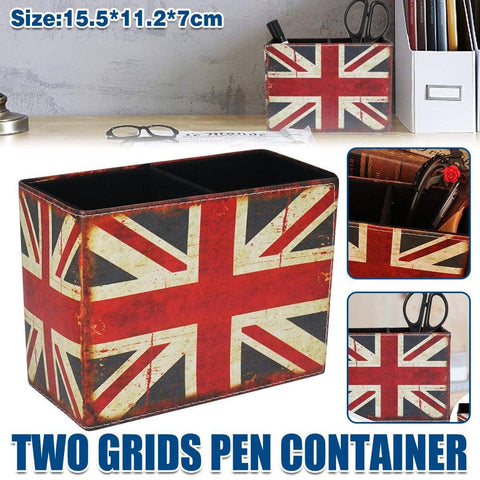 Two Compartment Desktop Organiser with Union Jack Print