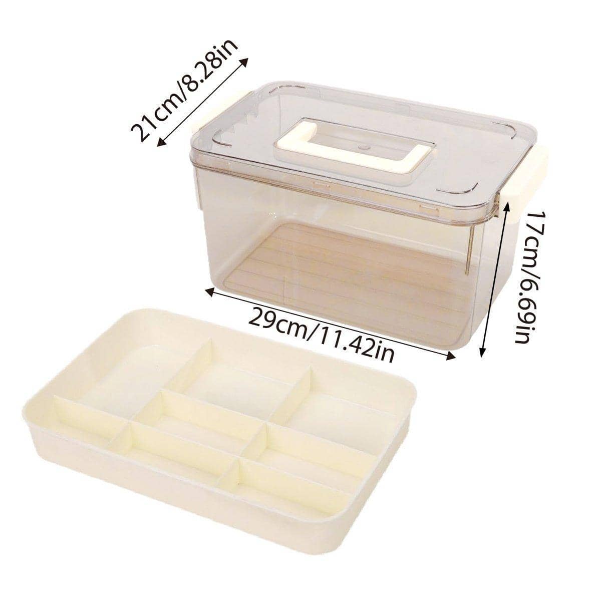 Two-Layer Medicine Storage Box with Handle - Clear, 29 x 21 x 17 cm - view 3