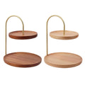Two Layer Wooden Candy Tray Dessert Display Stand - Dark Brown - view 3