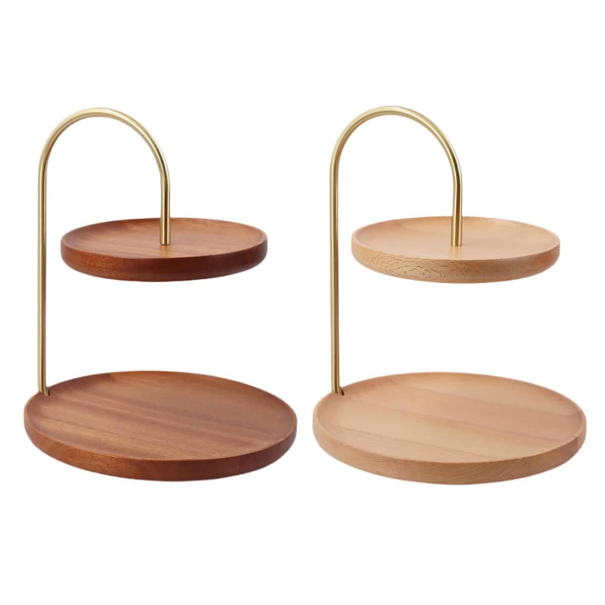 Two Layer Wooden Candy Tray Dessert Display Stand - Dark Brown - view 3