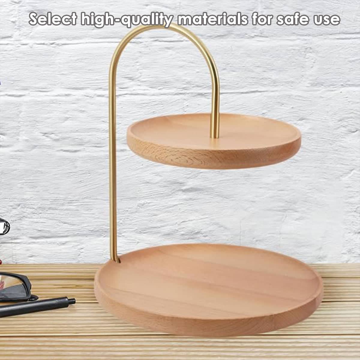 Two Layer Wooden Candy Tray Dessert Display Stand - Dark Brown - view 5