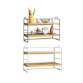 Two Tier Desk Shelf Organiser for Office Desk Storage - Black - view 3