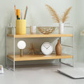 Two Tier Desk Shelf Organiser for Office Desk Storage - Black - view 5