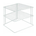 Two-Tier Iron Kitchen Seasoning Rack, Open Wire Shelves - White