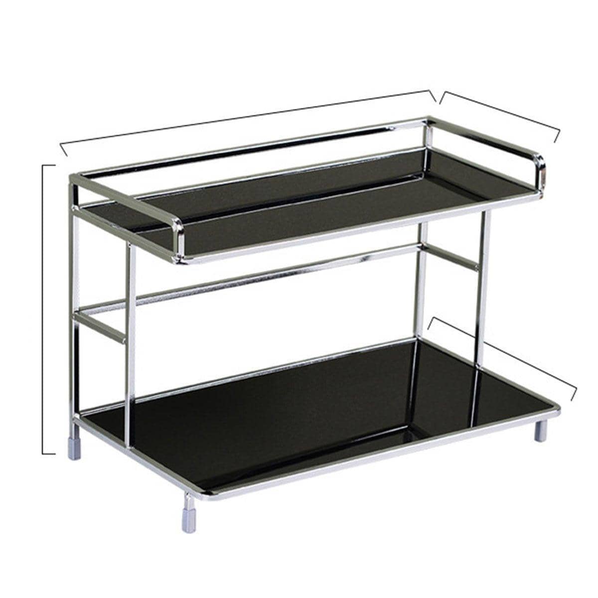 Two-Tier Iron Storage Rack for Kitchen, Bathroom or Desk - Black