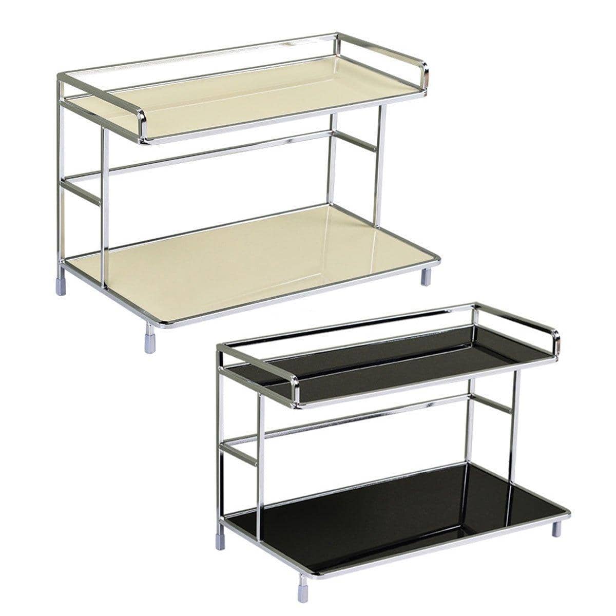 Two-Tier Iron Storage Rack for Kitchen, Bathroom or Desk - Black - view 3